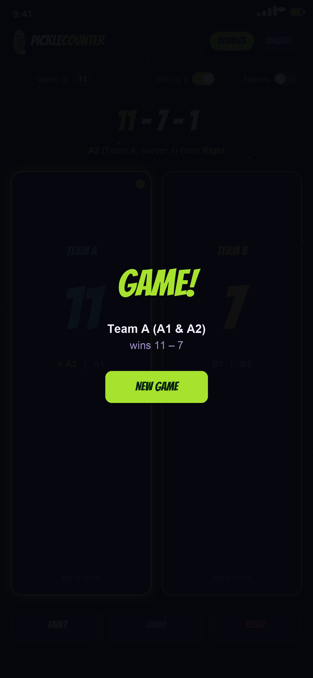 Winner screen